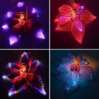 Hejki Smart Pixel Glowing Flower Dress in Red