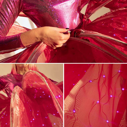 Hejki Smart Pixel Glowing Flower Dress in Red