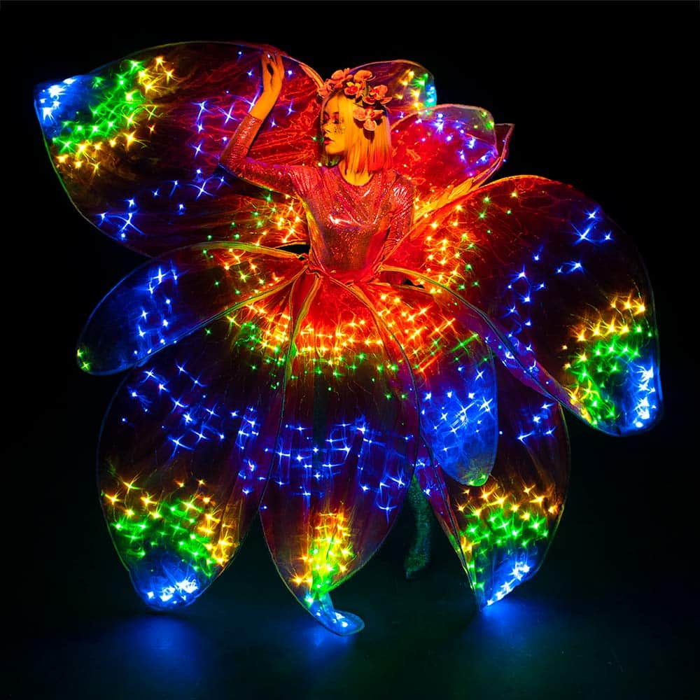 Hejki Smart Pixel Glowing Flower Dress in Red